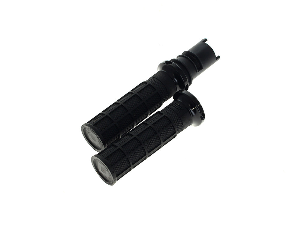 Hart-Luck Full Waffle Lock-On Handgrips - Black. Fits CVO Touring 2023up, Street Glide & Road Glide 2024up, Touring 2025up & Softail 2025up