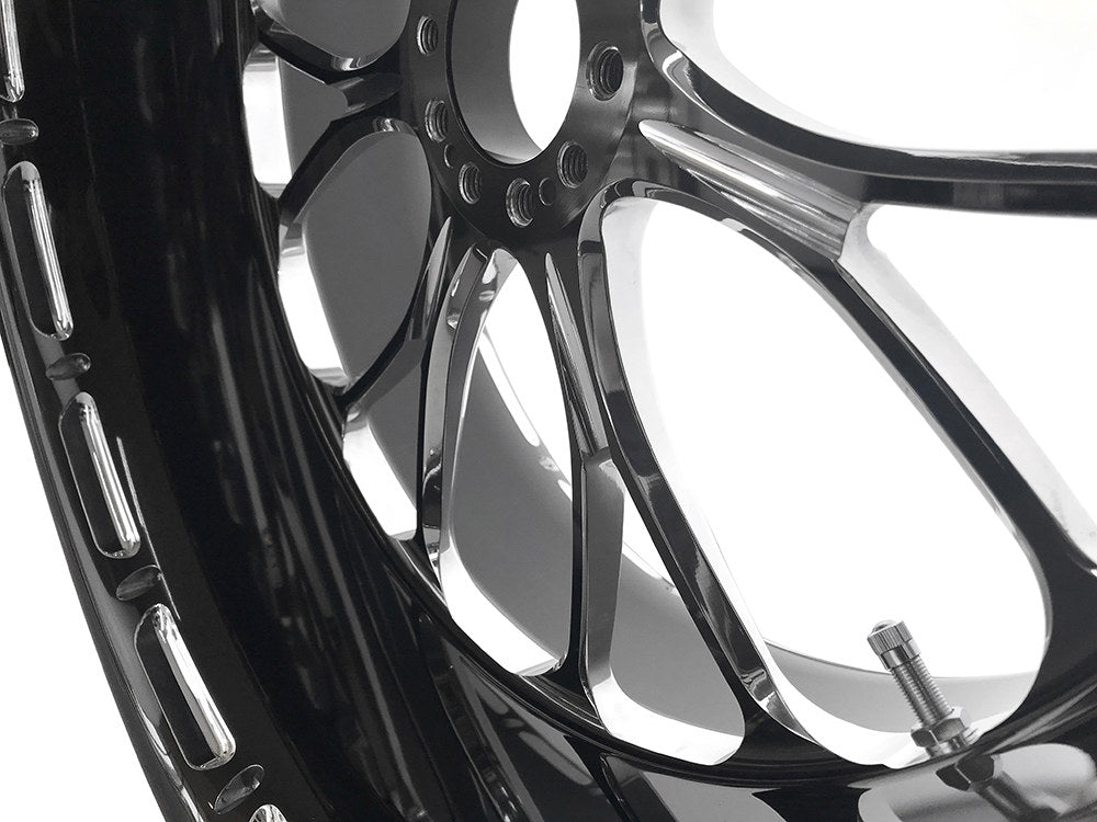 18in. x 8.50in. wide Heathen Wheel - Black Contrast Cut Platinum.