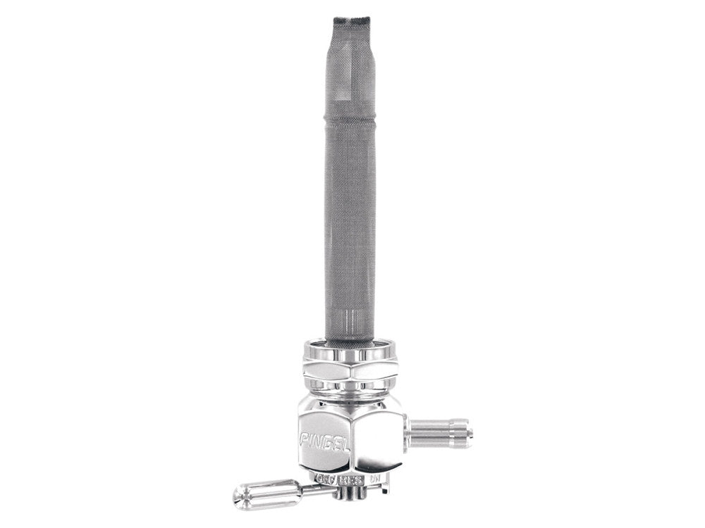 High-Flow Fuel Tap / Petcock with 22mm Thread, 5/16in. Inward Facing Fuel Outlet - Chrome. Fits Softail 1984-2006, Dyna 1991-2006, FXR 1982-1994, Touring 1988-2006, Sportster 1975-2006 & 4Spd Big Twin 1975-1986