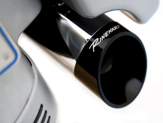 4-1/2in. DBX45 Slip-On Mufflers - Chrome with Black Slash Cut End Caps. Fits Touring 2017up