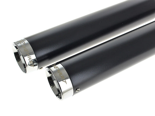 3in. Slip-On Mufflers - Black with Chrome End Caps. Fits Softail Deuce 2007 & Fat Boy 2007-2017