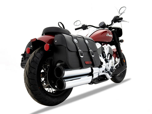 4in. Slip-On Mufflers - Chrome with Black End Caps. Fits Indian Cruiser 2022up