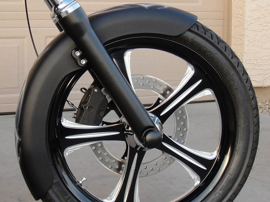 4-3/4in. wide, Long OCF Front Fender. Fits Mid Glide Dyna 2006-2017, Softail Street Bob 2018up & Standard 2020-2024 with 19in. Front Wheel
