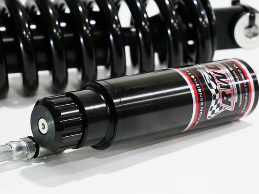 13.5in. RS-2 Piggyback Rear Shock Absorbers with Standard Spring Rate - Black. Fits Softail 2018up.