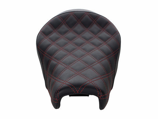Renegade LS Solo Seat with Red Double Diamond Lattice Stitch. Fits Sportster 2004-2021 with 3.3 Gallon Fuel Tank.