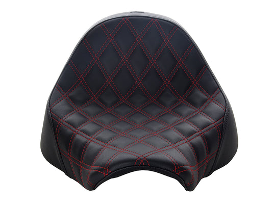 Renegade LS Solo Seat with Red Double Diamond Lattice Stitch. Fits Fat Boy 2018up & Breakout 2023up