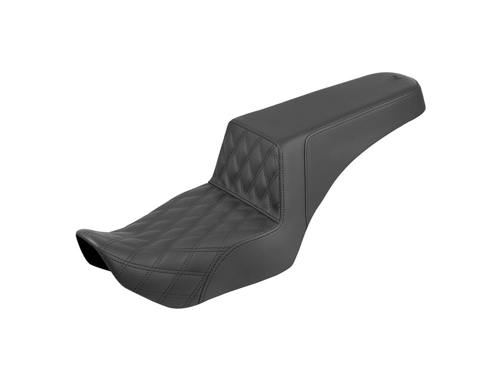 Step-Up LS Dual Seat with Black Double Diamond Lattice Stitch. Fits Nightster 975 2022up