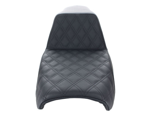Step-Up Front LS Dual Seat with Black Double Diamond Lattice Stitch. Fits FXR 1982-1994.