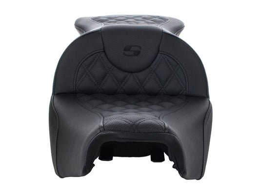RoadSofa LS Dual Seat with Black Double Diamond Lattice Stitch. Fits Indian Touring 2014up.