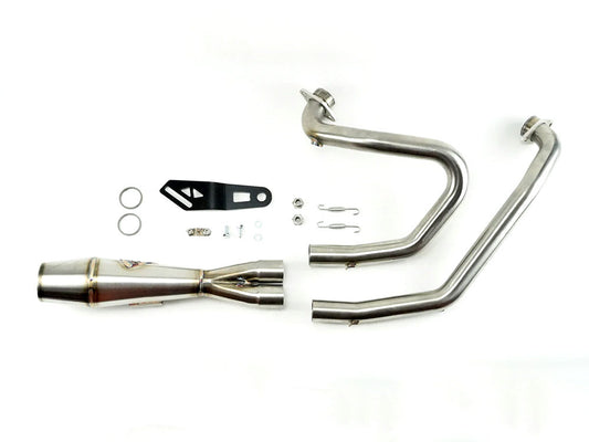 Shorty 2-into-1 Exhaust with Welded End Cap - Stainless Steel. Fits Indian Scout 2015-2024
