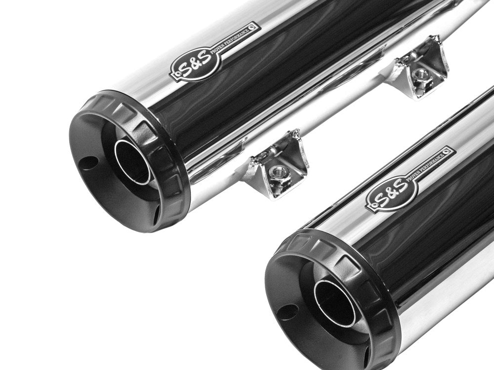 4in. Grand National Slip-On Mufflers - Chrome with Black End Caps. Fits Indian Scout 2015-2024