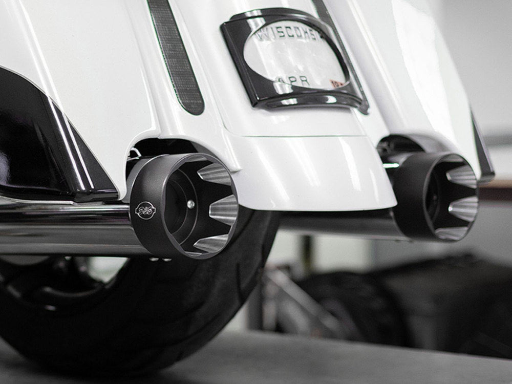 Shadow Pipe for S&S Sidewinder 2-into-1 Exhaust - Chrome with Black End Cap. Fits Touring 2009up.
