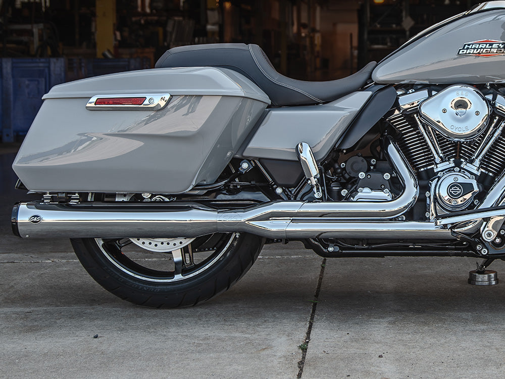 2-into-1 GNX Exhaust - Chrome with Black End Cap. Fits Touring 2017up