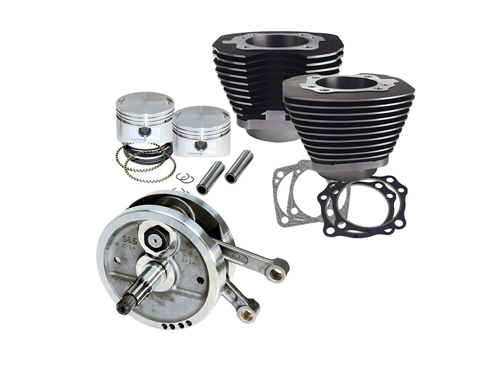 96in. Sidewinder Big Bore Stroker Kit - Black. Fits Big Twin 1984-1999