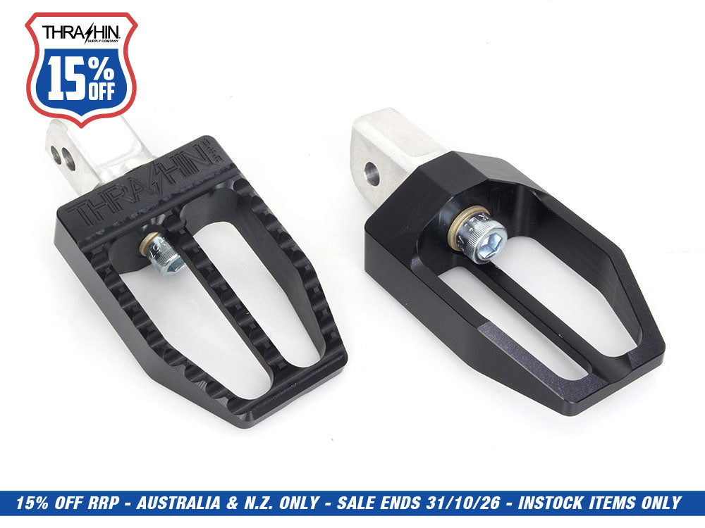 Militant Footpegs - Black. Fits Softail 2018up Rear Passenger