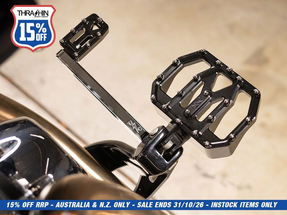 Aggressor Mini Floorboards - Black. Fits Softail 2018up Front Rider