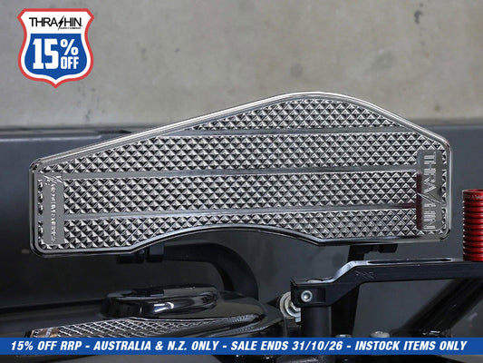 Bagger Rider Floorboards - Chrome. Fits Touring 1980up, FL Softail 1986-2017 & Dyna Switchback 2012-2016