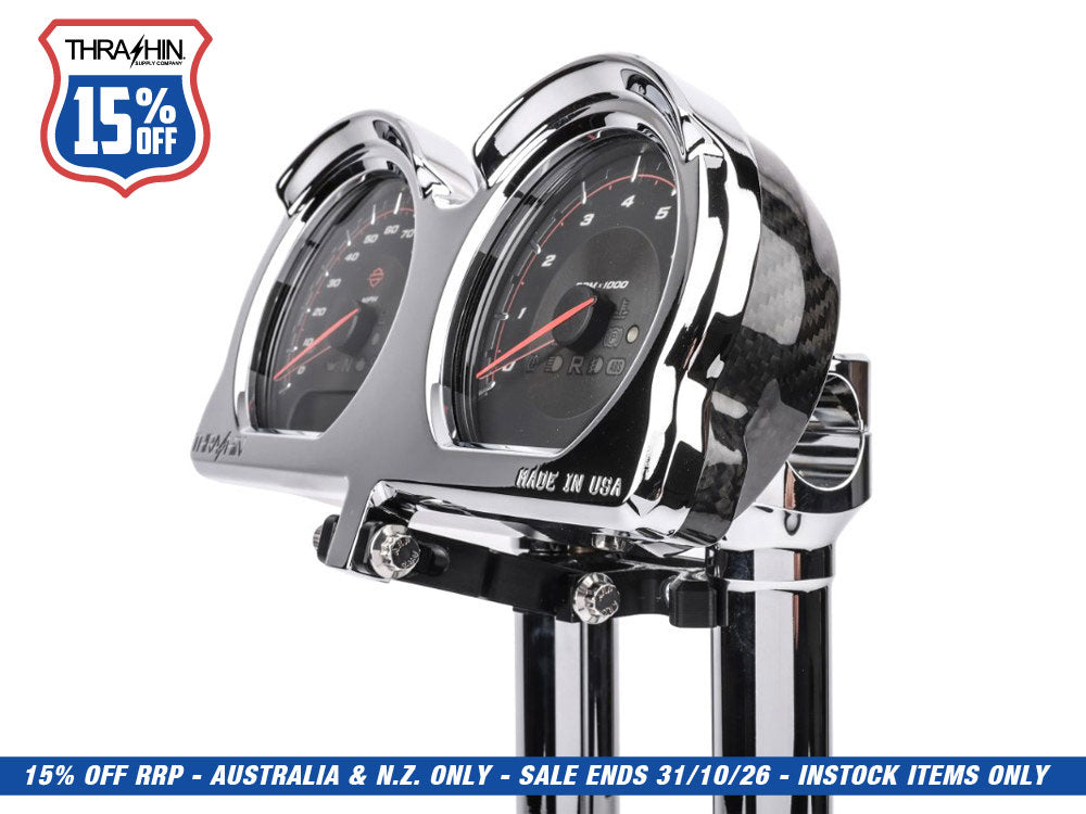 Thrashin Holeshot Risers to Gauges Relocation Bracket - Black. Fits Thrashin' Gauge housings.