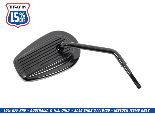 Billet Mini Mirrors Finned - Black