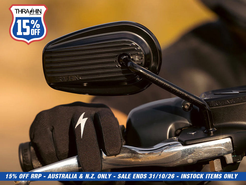 Billet Mini Mirrors Finned - Black