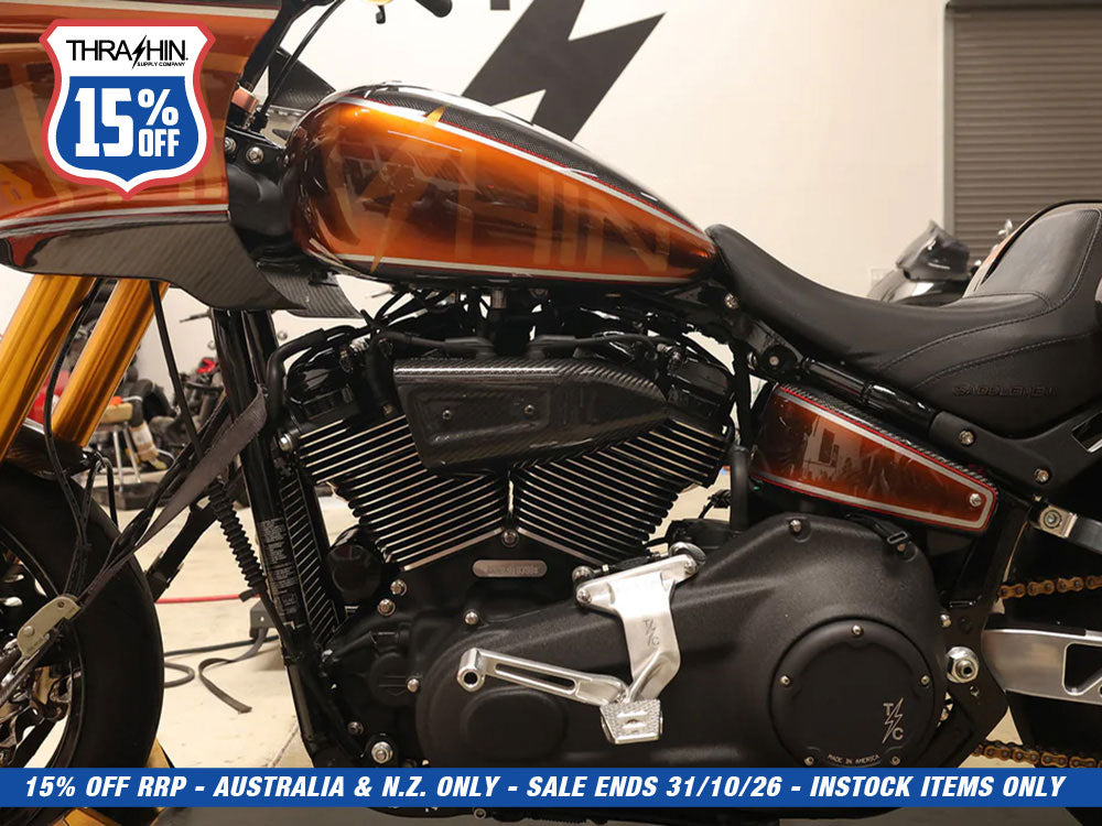 Air Scoop Coil Cover - Gloss Carbon. Fits Softails 2018up & Touring 2024up.