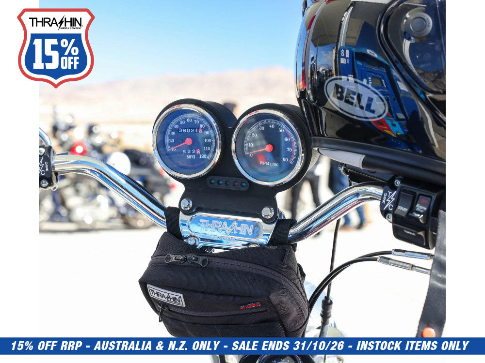 OEM Speedo/Tacho to Thrashin OG Riser Hardware Kit. Fits most Dyna and Sportster Models.