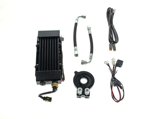 Fan Assisted Side Mount Oil Cooler Kit - Naked. Fits Softail 2018up with Harley-Davidson Branded Engine Guards