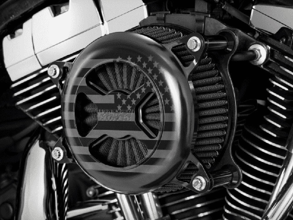 VO2 America Air Cleaner Kit - Black. Fits Softail 2000-2015, Dyna 1999-2017, Touring 1999-2007 with CV Carb or Cable Operated Delphi EFI