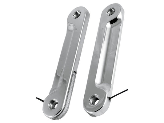 Front Indicator Turn Signal Strips with Clear Lens & Amber LED's - Chrome. Fits Street Glide 2006-2023