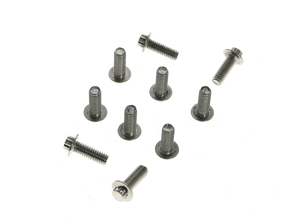 Front Disc Rotor Bolts - Polished Stainless 12 Point. 10x 5/16in.-18 x 1.0in.. Fits Most HD models 1984up.