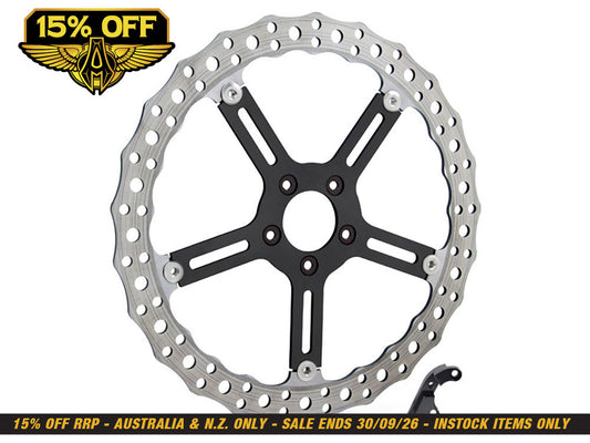 15in. Left Hand Front Jagged Big Brake Disc Rotor. Fits Softail 2015-2017 & Dyna 2006-2017.