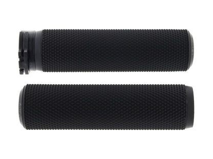 Knurled Fusion Handgrips - Black. Fits H-D with Throttle Cable.
