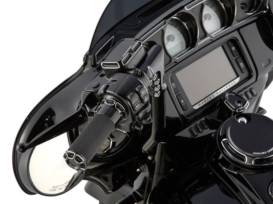 Fusion Beveled Handgrips - Black. Fits H-D with Throttle Cable.
