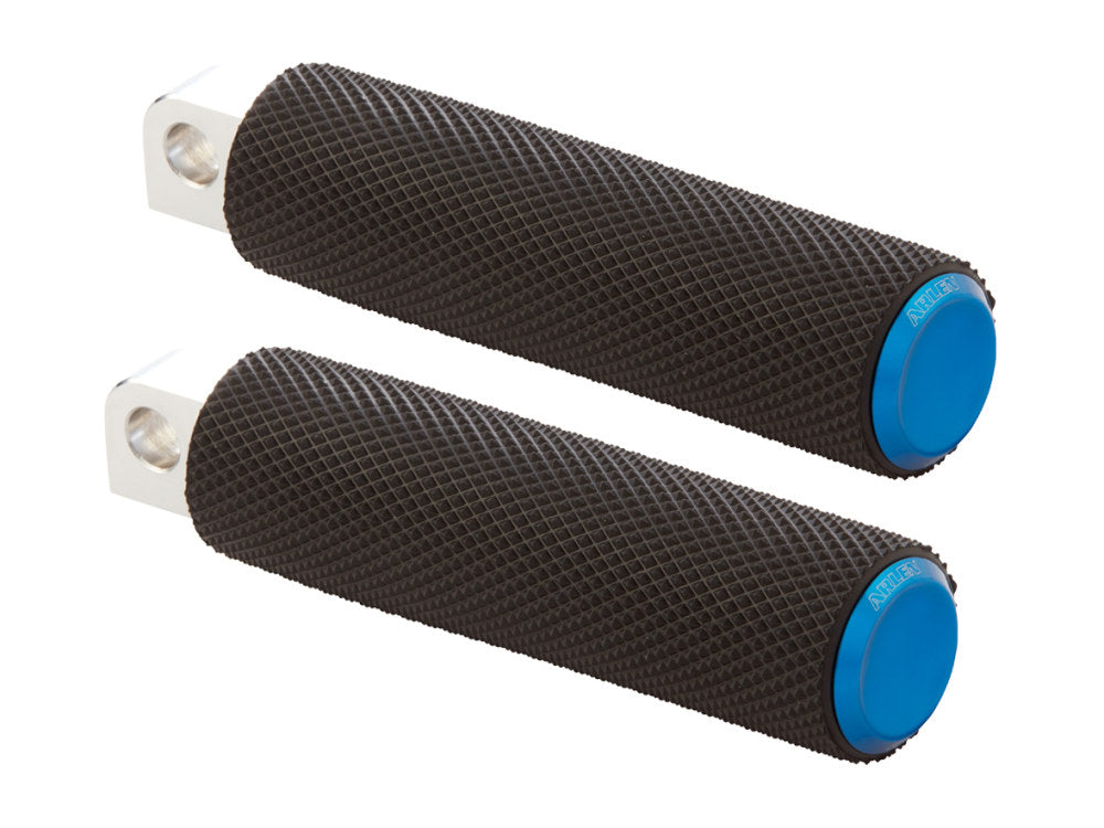 Knurled Fusion Footpegs - Blue. Fits H-D.