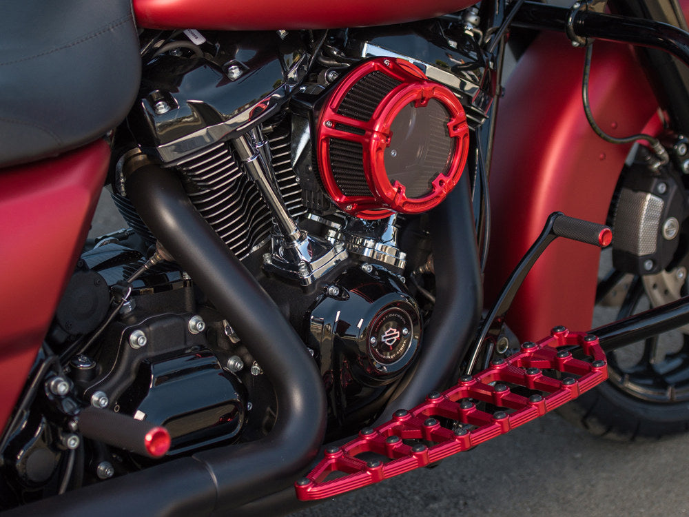 Knurled Fusion Footpegs - Red. Fits H-D.