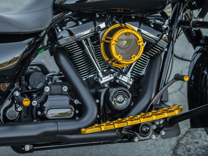 Knurled Fusion Footpegs - Gold. Fits H-D.