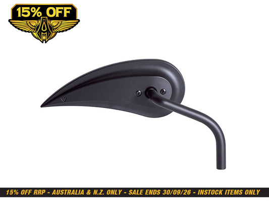 Rad III Teardrop Mirror with Steel Stem - Black. Fits Right.
