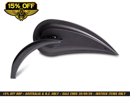 Rad III Teardrop Mirror with Die-Cast Stem - Black. Fits Left.