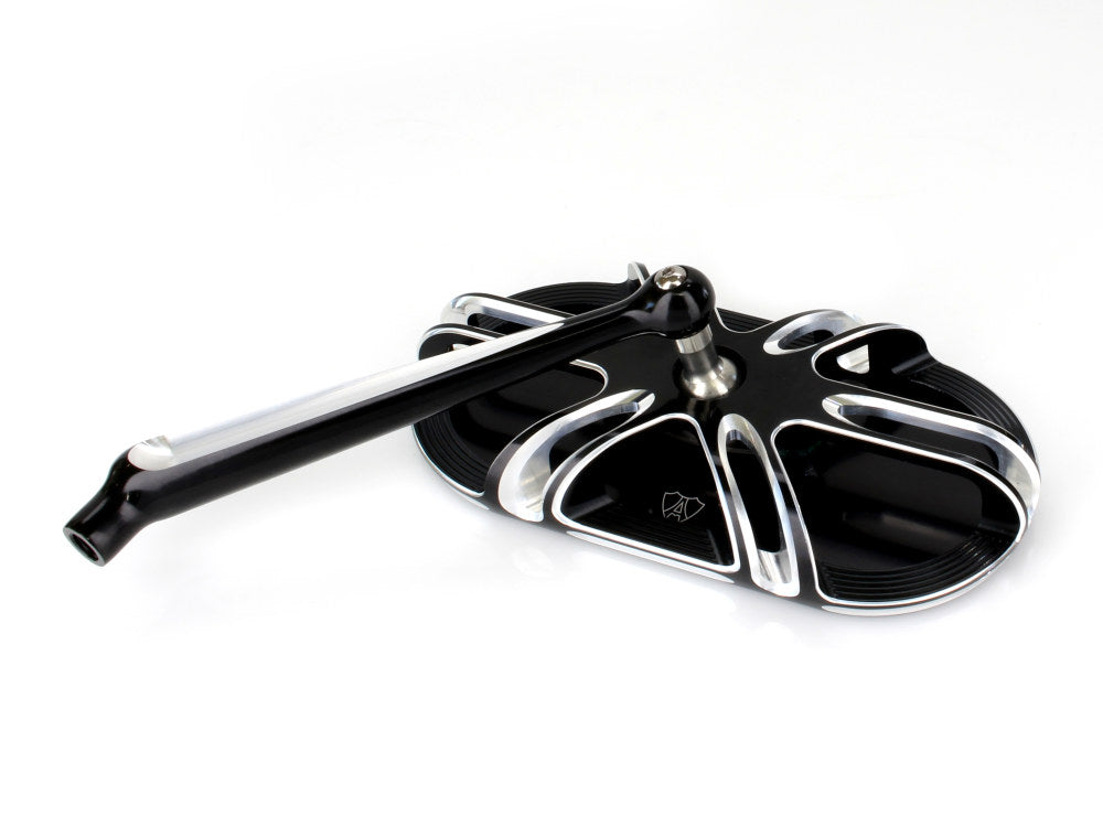 Deep Cut Caged Series Mirror - Black. Fits Left.