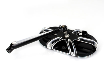 Deep Cut Caged Series Mirror - Black. Fits Left.