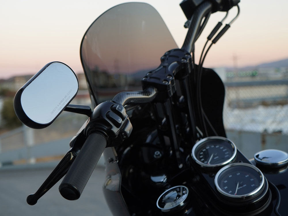 Forged Oval Mirror - Black. Fits Left.