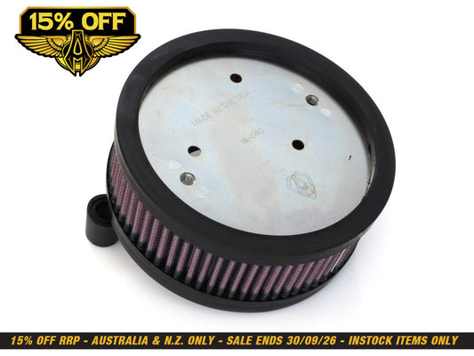 Stage 1 Big Sucker Air Cleaner Kit - Black. Fits Sportster 1988-2021 with EFI or CV Carburettor. Re-Uses Stock Oval 2 Bolt Cover.