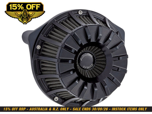 15-Spoke Air Cleaner Kit - Black. Fits Touring 2017-2024 & Softail 2018-2024