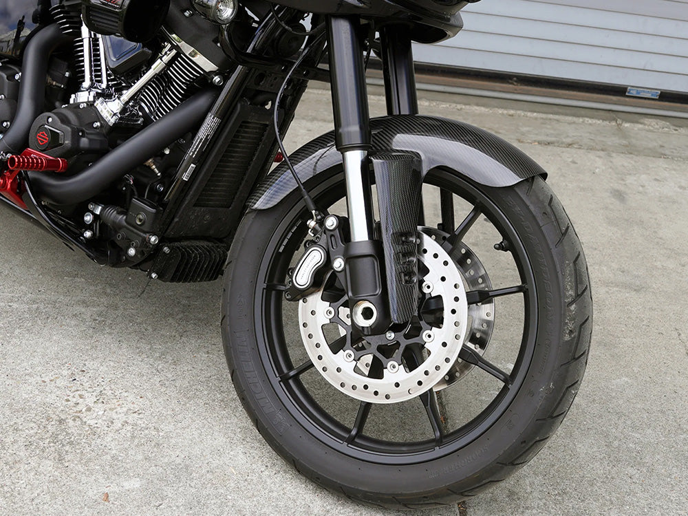 Qualifier Carbon Front Fender - Gloss Finish. Fits Softail Low Rider S 2020up & Low Rider ST 2022up with 19in. or 21in. front Wheel