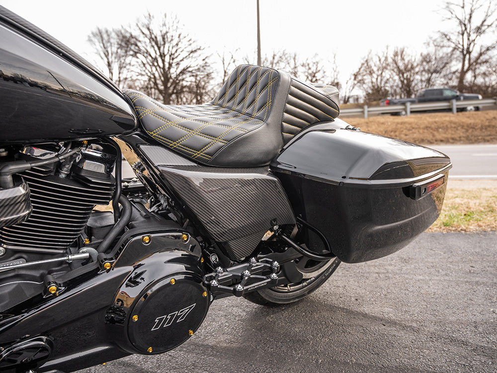 Carbon Side Covers - Gloss Finish. Fits CVO Touring 2023up, Street Glide & Road Glide 2024up, Touring 2025up