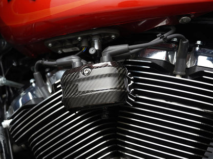 Carbon Coil Cover - Gloss Finish. Fits Softail 2018up & CVO Touring 2023up, Street Glide & Road Glide 2024up, Touring 2025up