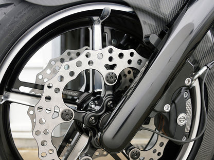 Titanium Holeshot Front Brake Rotor Bolts - Black. Fits Street Glide & Road Glide 2024up with Spoke Mounted Disc, Sportster S 2021up & Pan America 2021up with Cast Mag Wheel