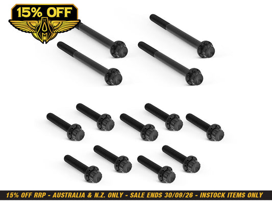 Titanium 12-Point Primary Cover Bolt Kit - Black. Fits Softail 2018up Non-240 Tyre Models