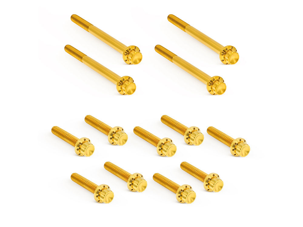 Titanium 12-Point Primary Cover Bolt Kit - Gold. Fits Softail 2018up Non-240 Tyre Models