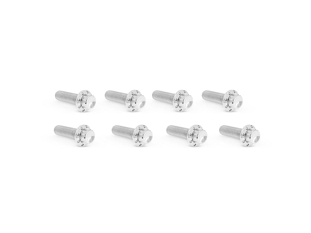 Titanium 12-Point Tappet Cover Bolt Kit - Polished. Fits Softail 2000up, Touring 1999up & Dyna 1999-2017